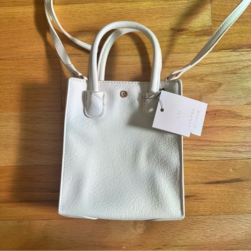 LC Lauren Conrad White Vegan Leather Bag